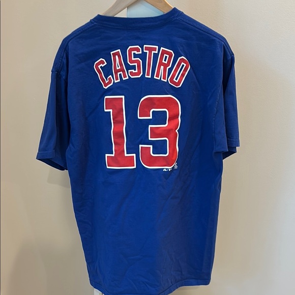 Majestic Blue and Red Cubs Castro Short Sleeve Tees - Picture 3 of 3